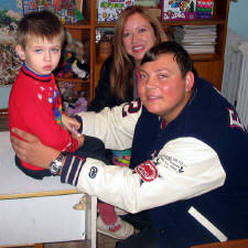 Tamara, Dima and little brother, Sasha at the Berdyansk Orphanage in October 2005 (Click for full size image)